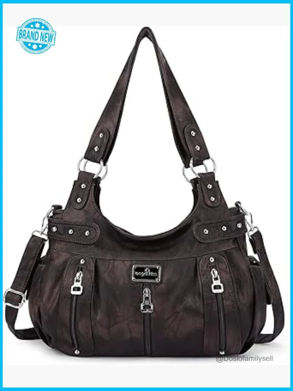Washed Faux Leather Crossbody Hobo Satchel Shoulder Tote Handbag Triple Carry
